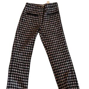Zara Straight Cropped Tailored High Rise Trousers Multicoloured Check Size XS